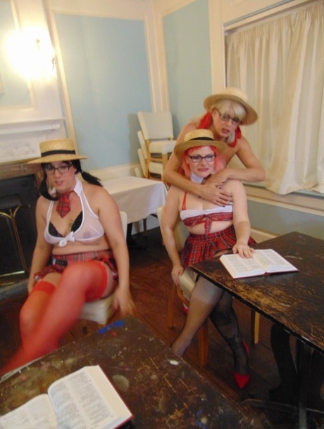 Amateur women engaging naughty sex acts while wearing schoolgirl attire