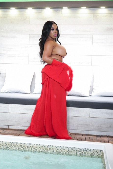 Fantastic ebony with a huge ass and big tits Aryana Adin tajes a cock on a bed