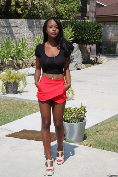 Black slut Jezabel Vessir gets fucked by 3 white dudes in the backyard