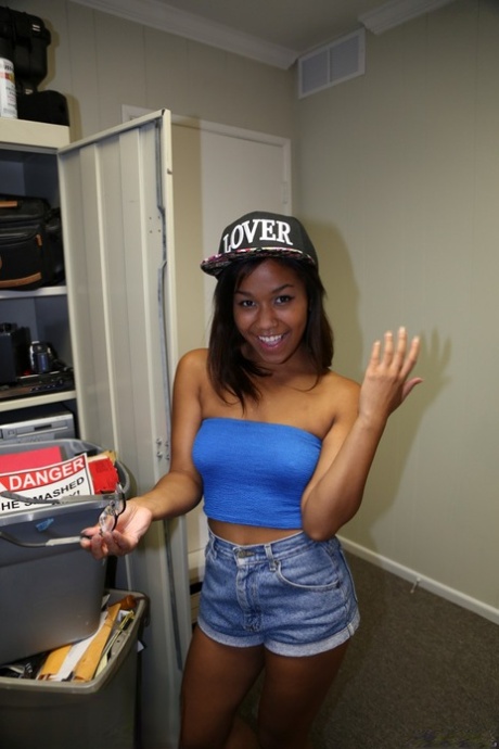 Charming petite teen Loni reveals her titties and gets banged good in POV