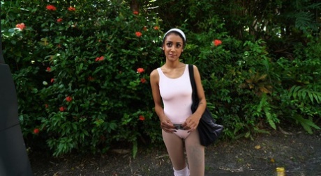 Ebony with big titties Ariana Aimes hikes her skirt up & gets rammed in a van