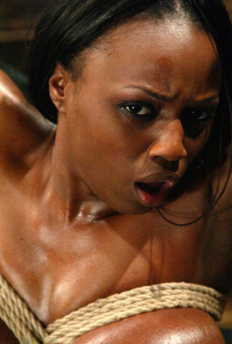 Bound & ball-gagged ebony MILF with big tits Jada Fire gets toyed to orgasm