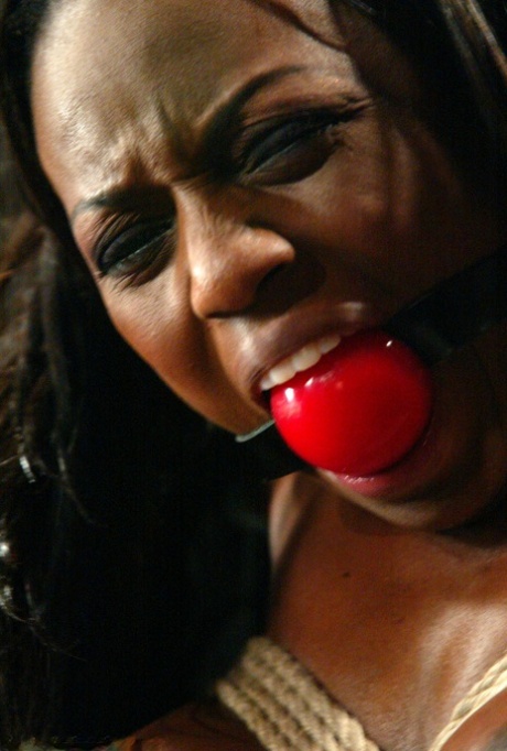 Bound & ball-gagged ebony MILF with big tits Jada Fire gets toyed to orgasm