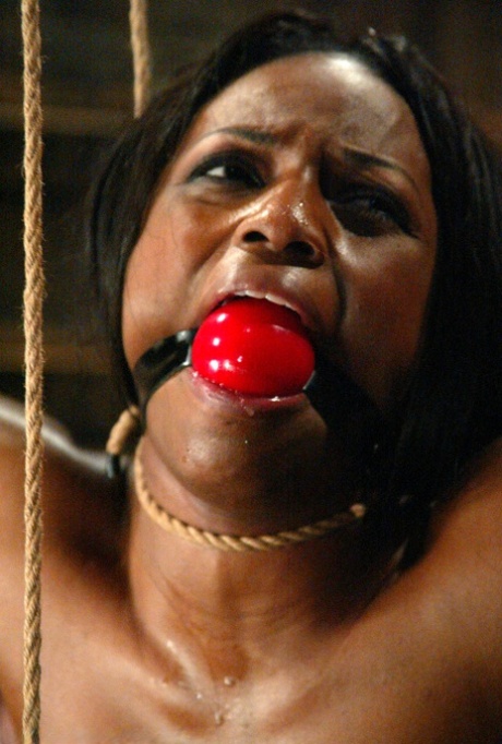 Bound & ball-gagged ebony MILF with big tits Jada Fire gets toyed to orgasm