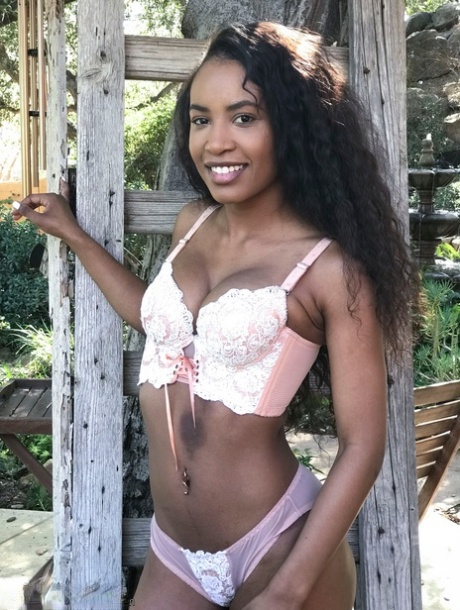 Beautiful black babe Demi Sutra gets fucked by a white stud in rope bondage