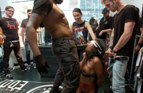 Public Disgrace featuring Lexington Steele, Sadie Santana Naked Images