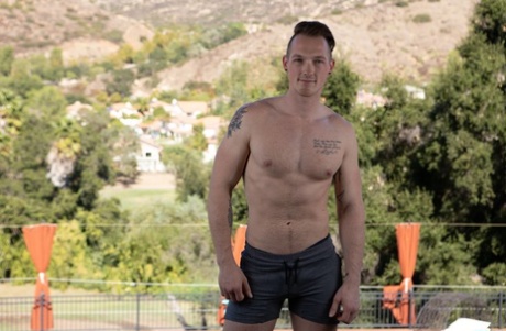 Sexy gays Jackson Cooper and Anthony Moore take off their clothes and fuck