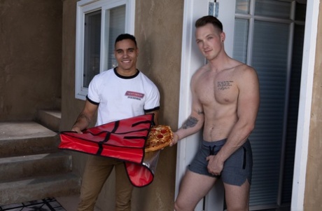 Sexy gays Jackson Cooper and Anthony Moore take off their clothes and fuck