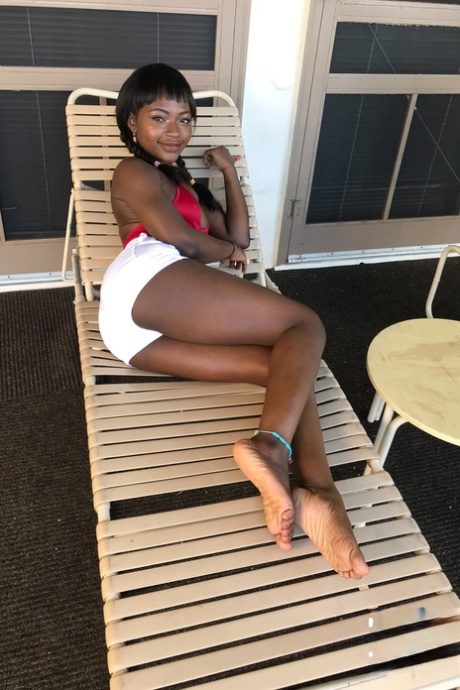 Cute ebony girlfriend Noemie Bilas strips & poses in her vacation compilation